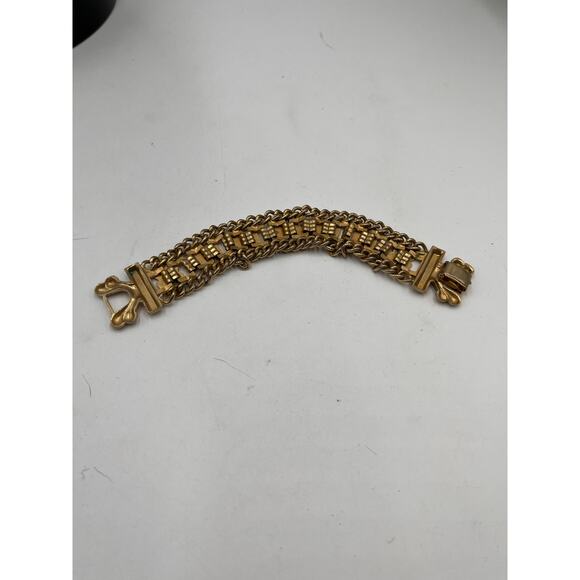 Vintage Gold Tone Red Blue Yellow Enamel Five Family Crest Shield Bracelet - Picture 7 of 10